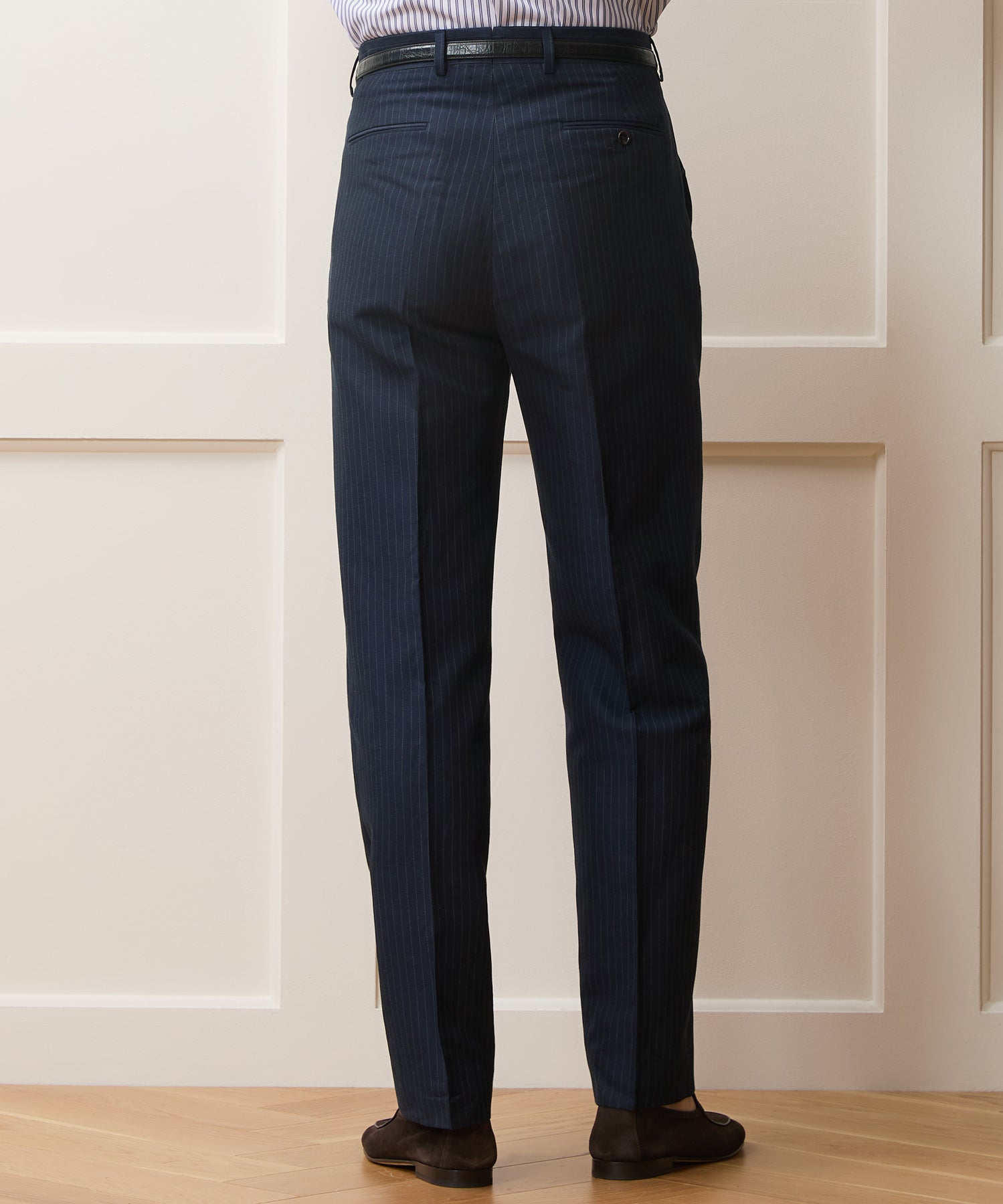 Italian Linen-Cotton Pinstripe Wythe Trouser