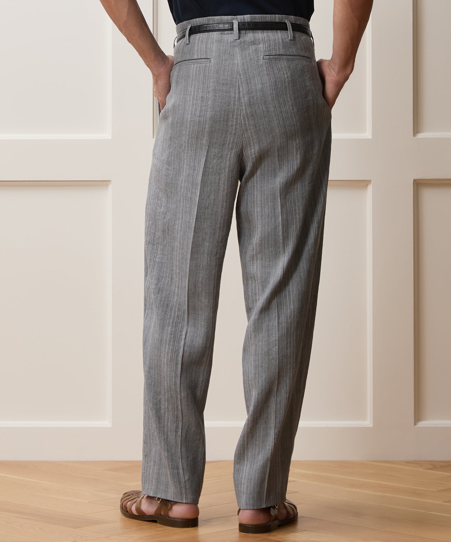 Italian Multi-Stripe Linen Hollywood Trouser