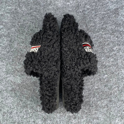 Balenciaga Wmns Furry Slides 'Black Red'