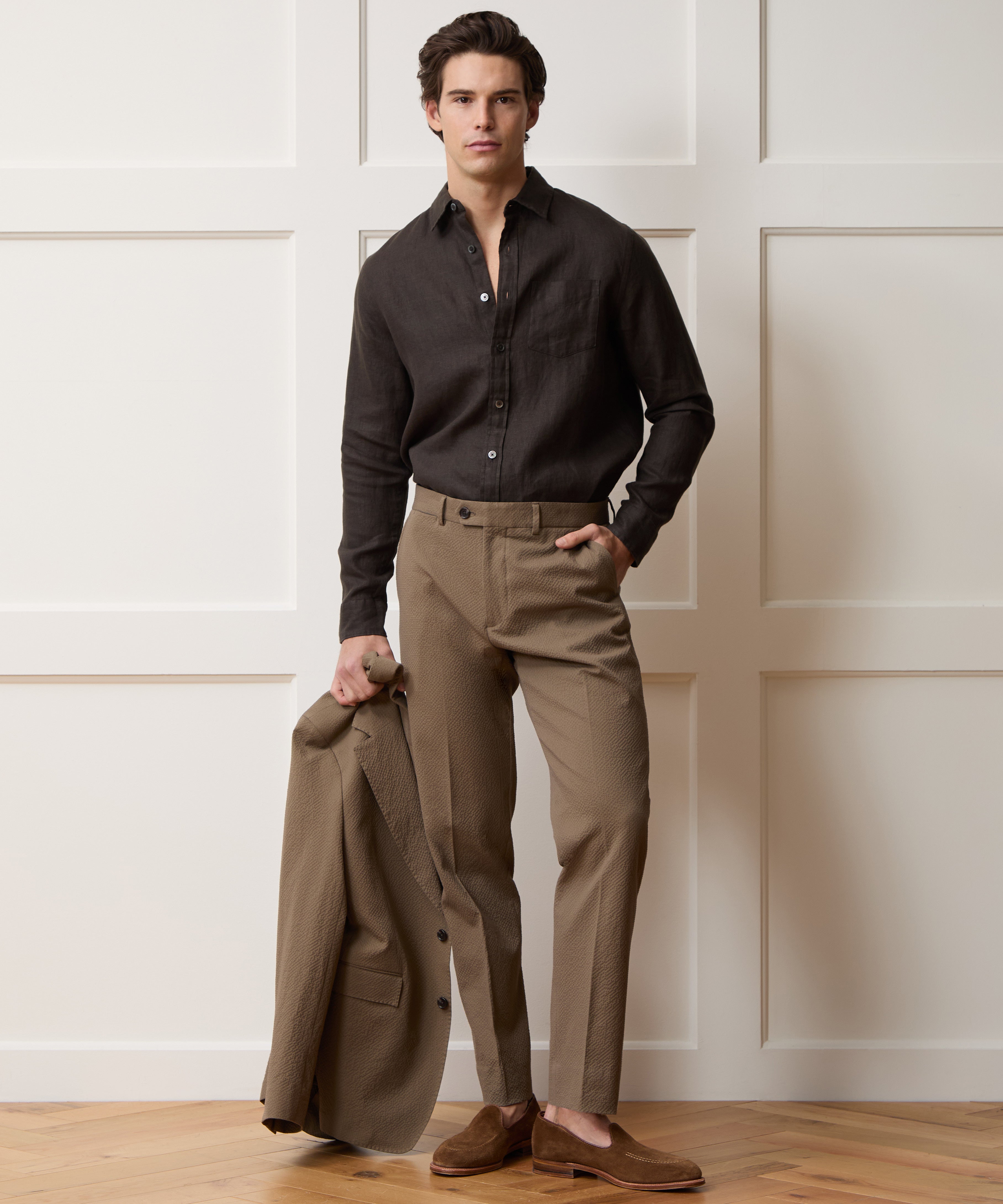 Slim Sea Soft Irish Linen Point Collar Shirt