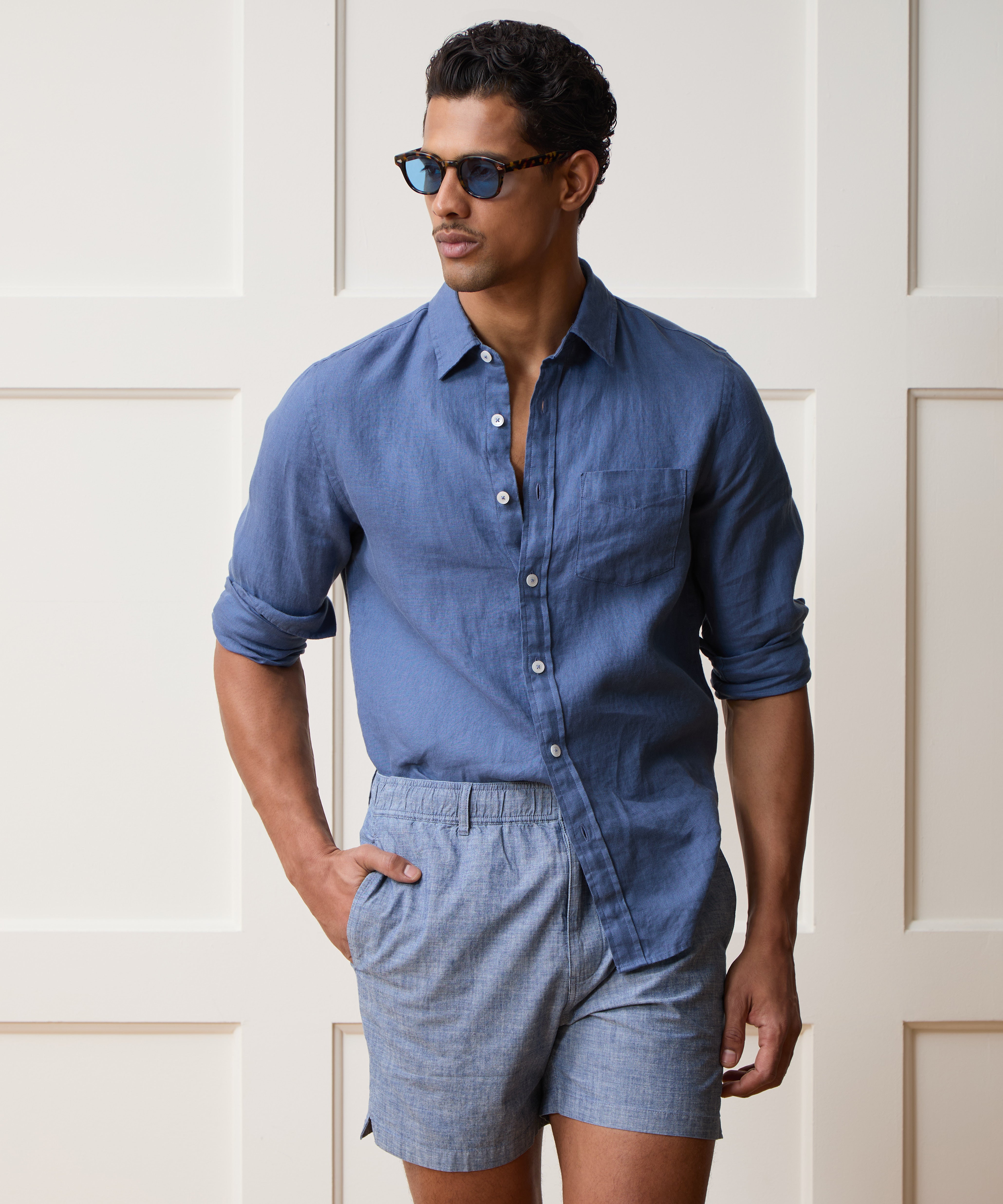 Slim Sea Soft Irish Linen Point Collar Shirt