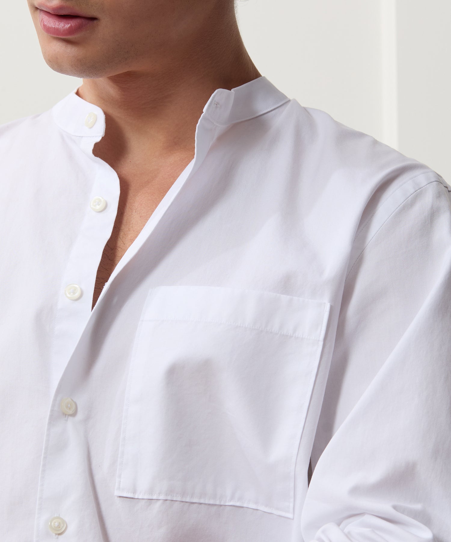 Poplin Band Collar Big Shirt