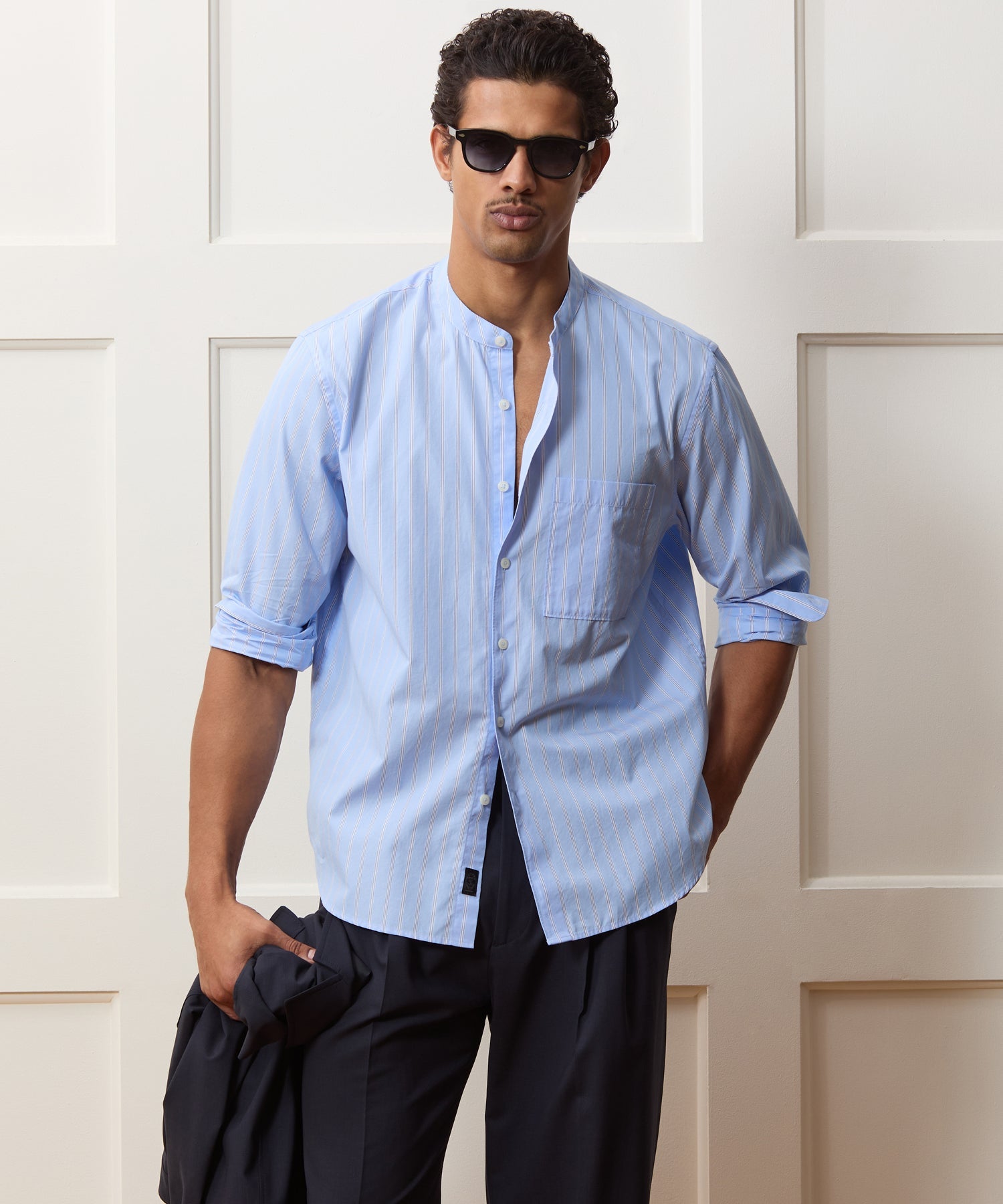 Poplin Band Collar Big Shirt