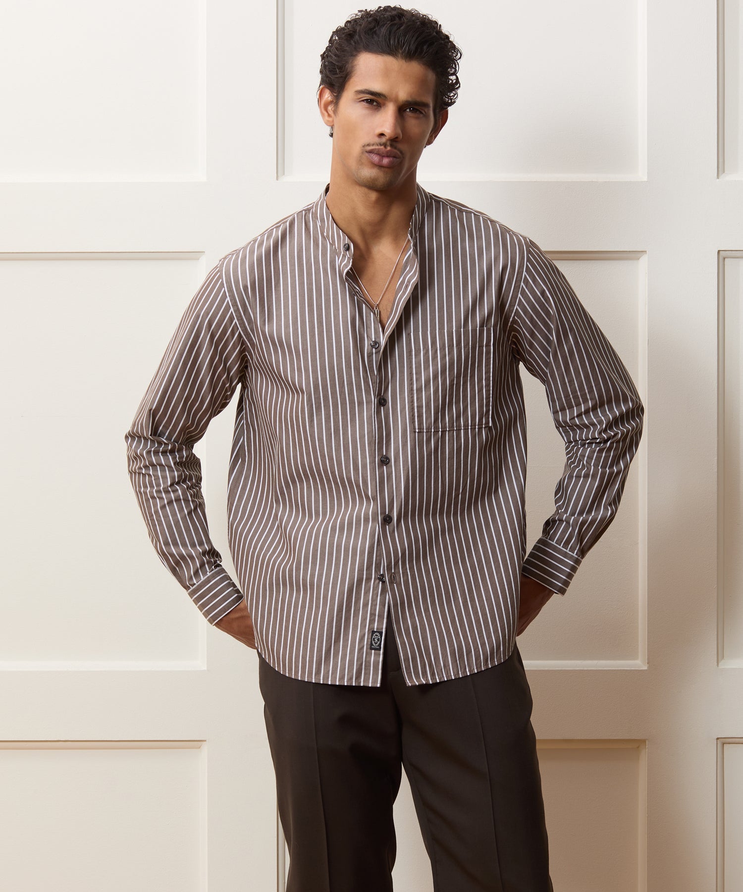 Poplin Band Collar Big Shirt