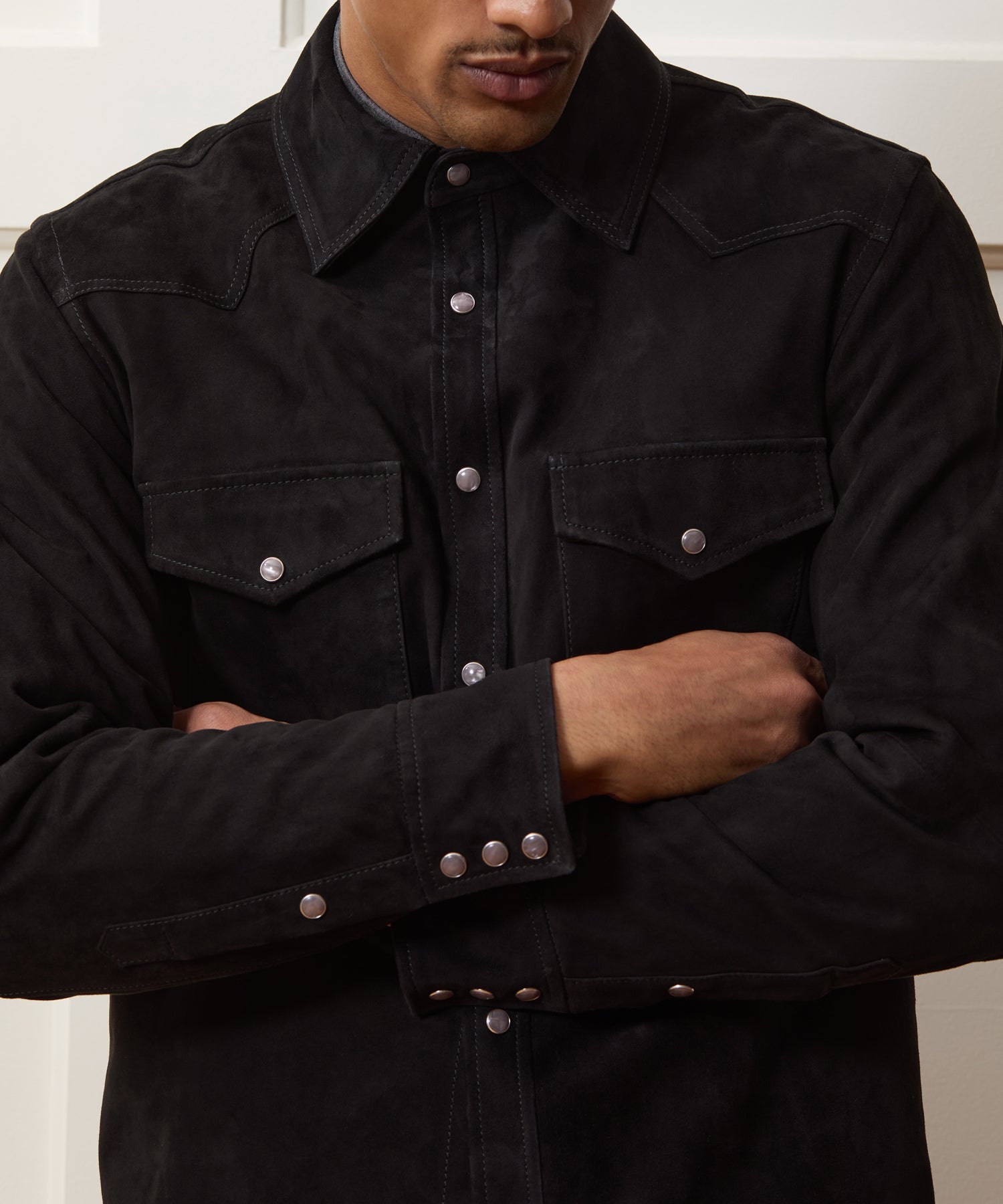 Italian Suede Western Shirt Jacket