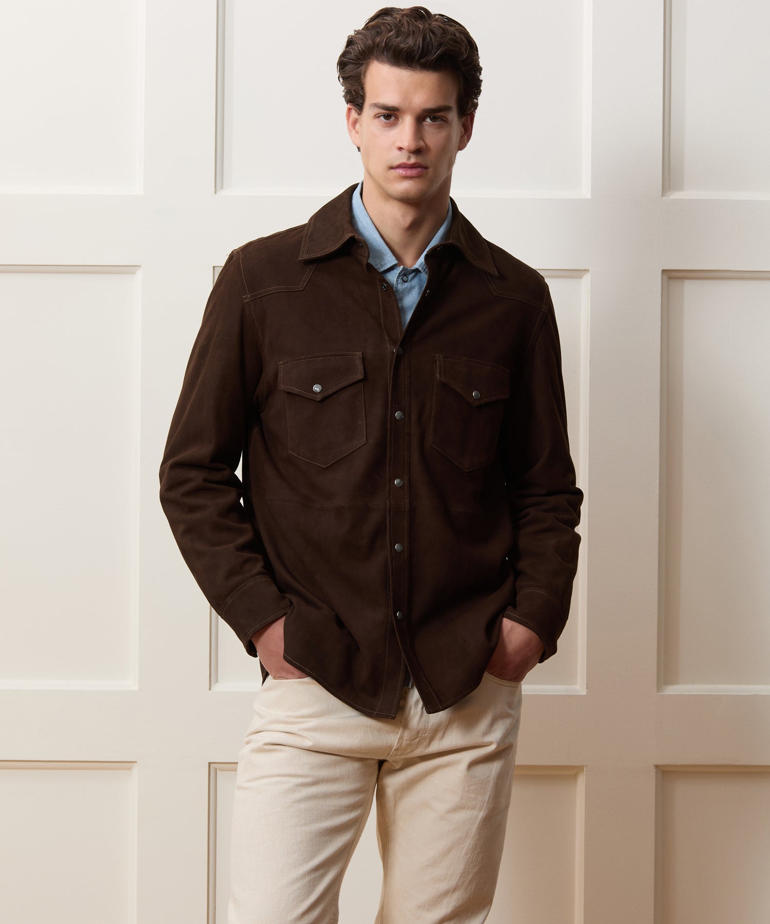 Italian Suede Western Shirt Jacket