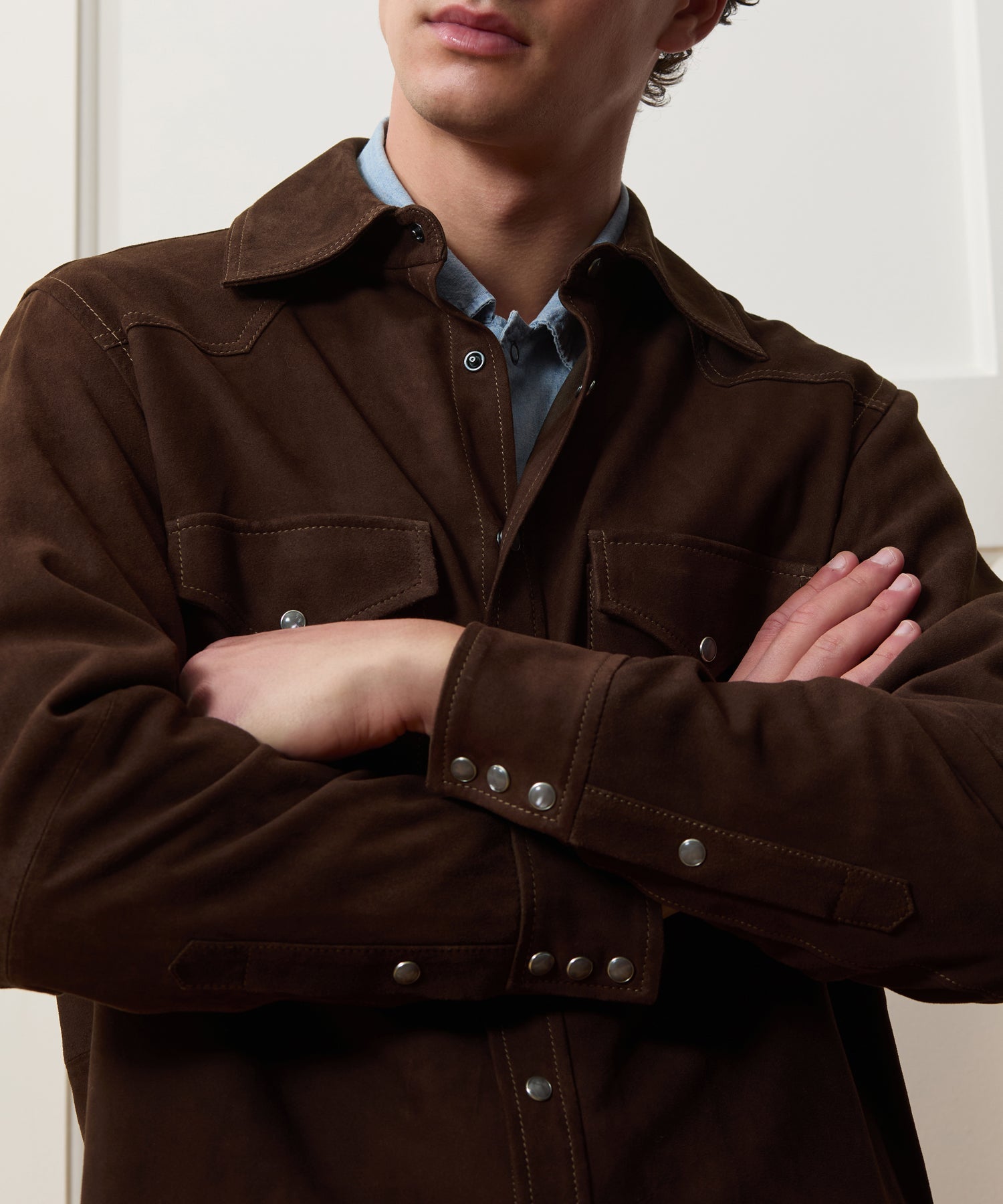 Italian Suede Western Shirt Jacket