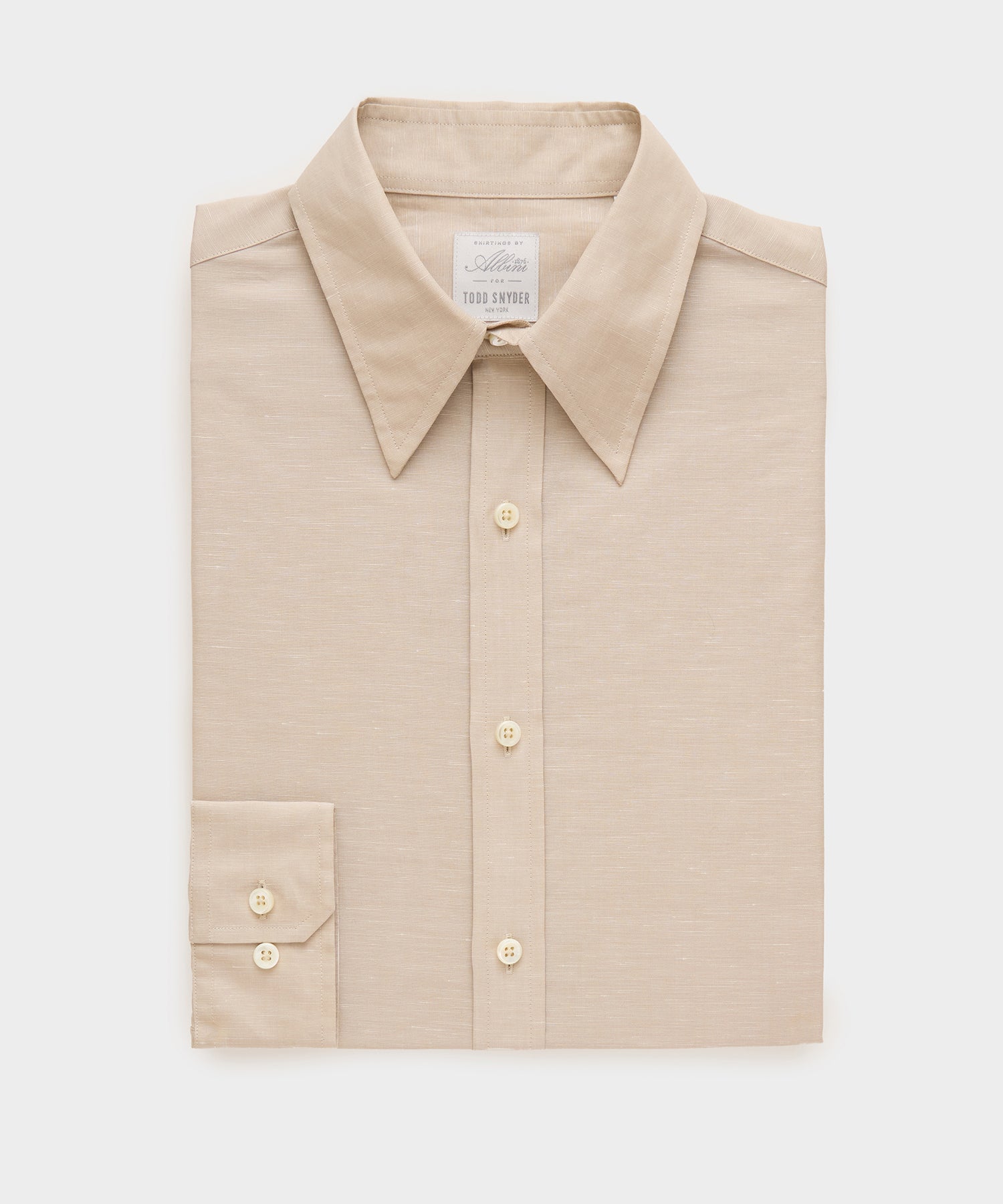 Italian Cotton-Linen Long Point Collar Dress Shirt