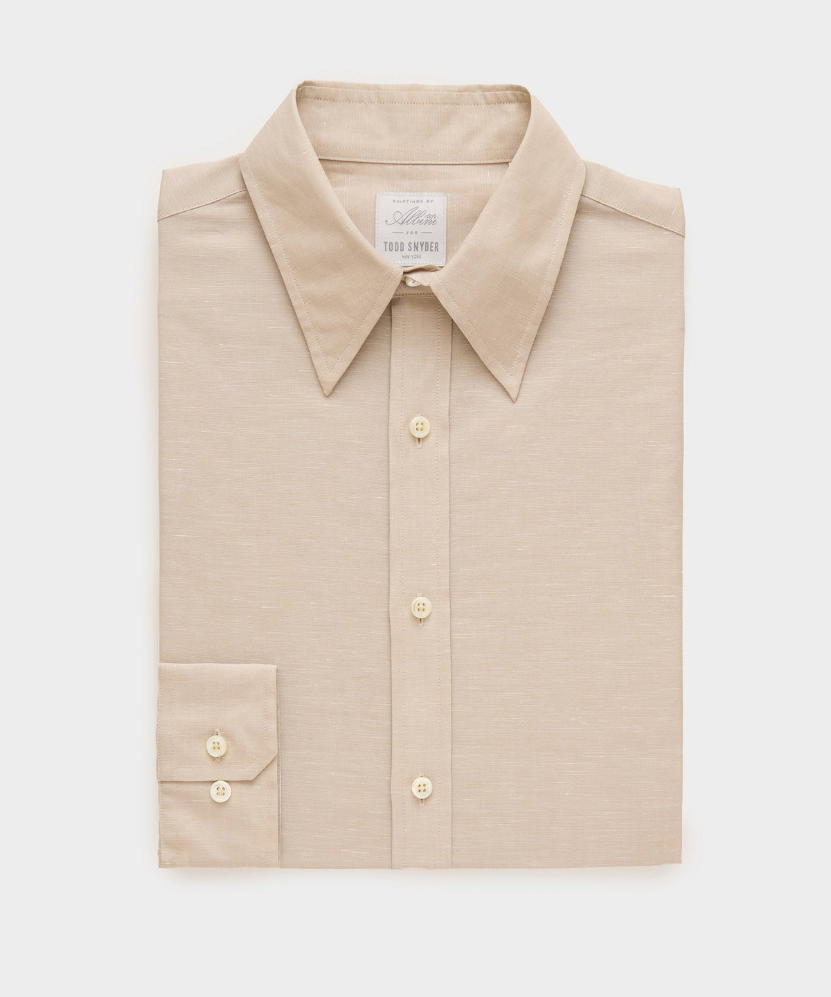 Italian Cotton-Linen Long Point Collar Dress Shirt