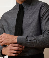 Italian Cotton-Linen Long Point Collar Dress Shirt