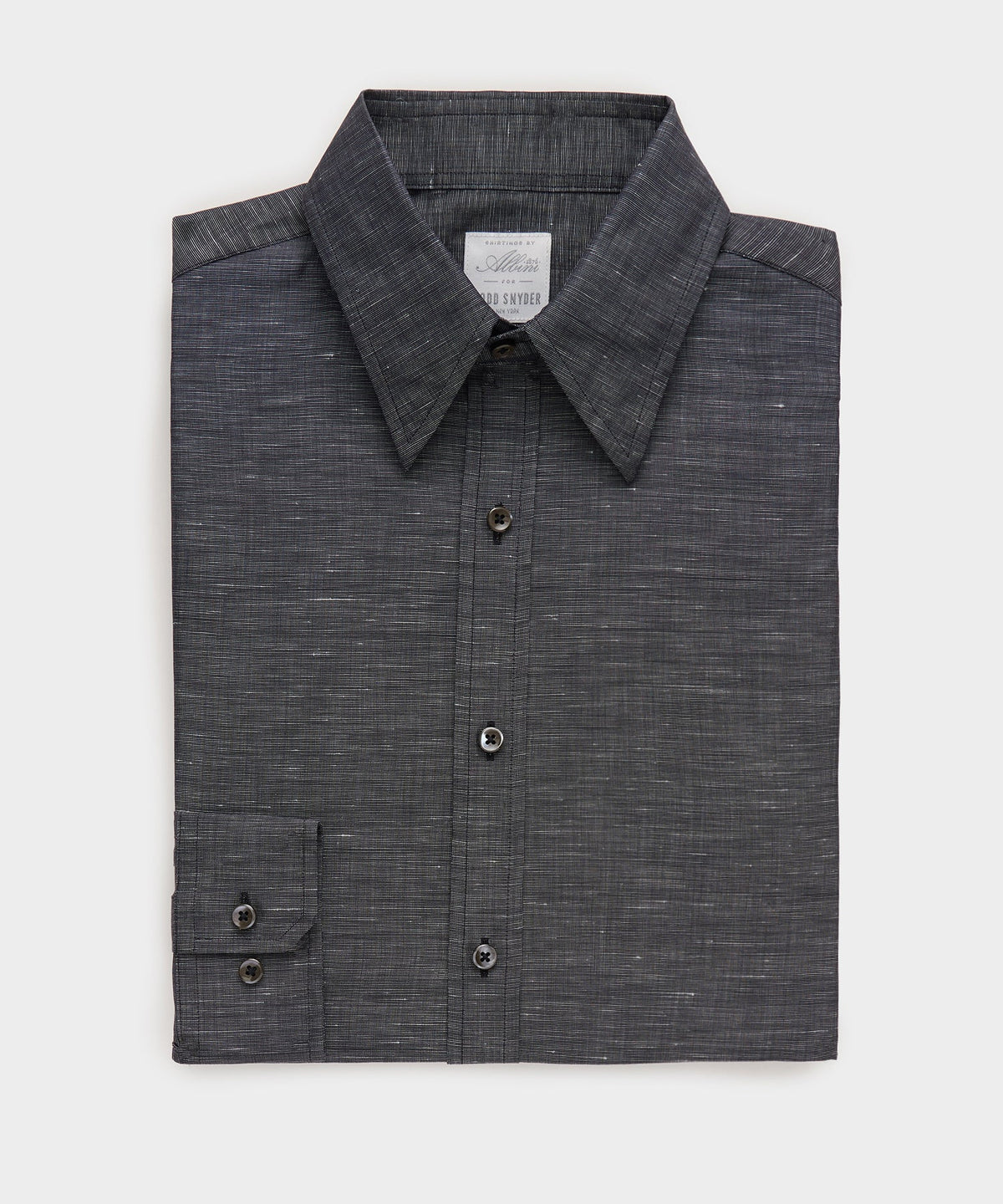 Italian Cotton-Linen Long Point Collar Dress Shirt