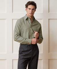 Italian Cotton-Linen Long Point Collar Dress Shirt