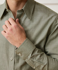 Italian Cotton-Linen Long Point Collar Dress Shirt