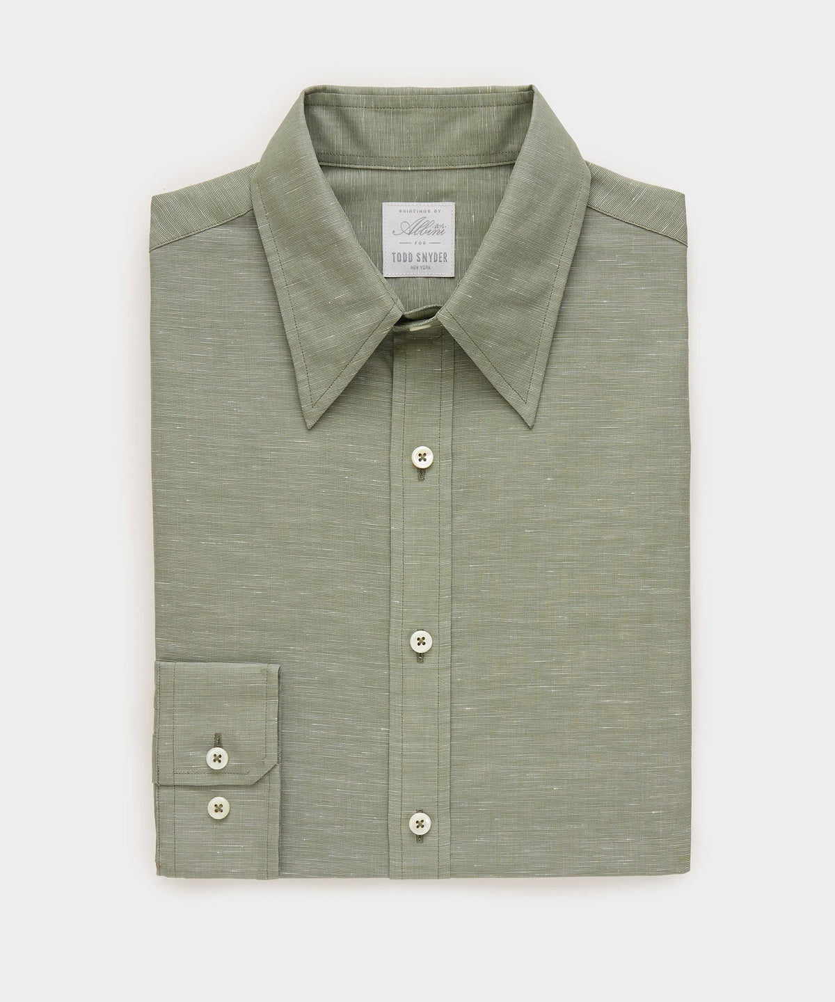 Italian Cotton-Linen Long Point Collar Dress Shirt