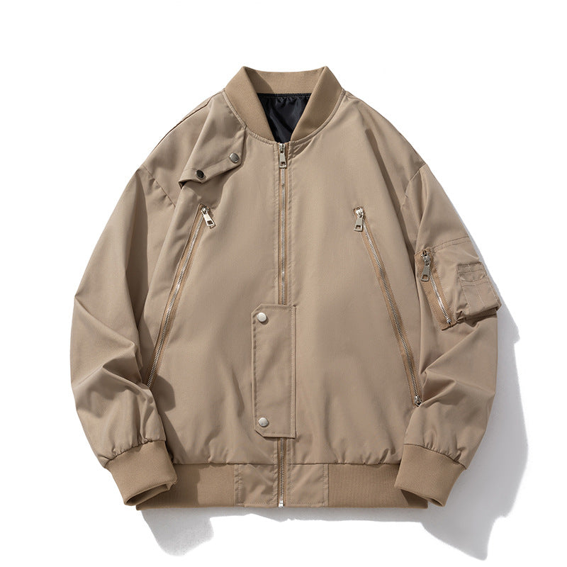 Mens Vintage Jackets Flight Suit Printed Logo Jacket