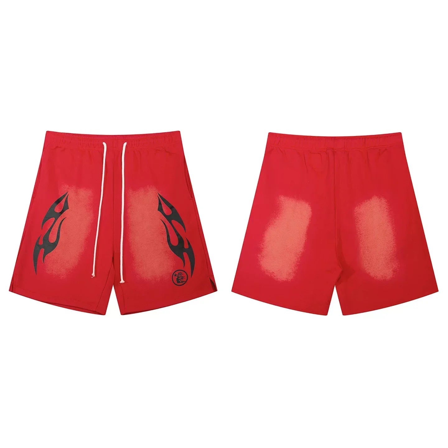 Hellstar Tribal Flame Gradient Shorts red