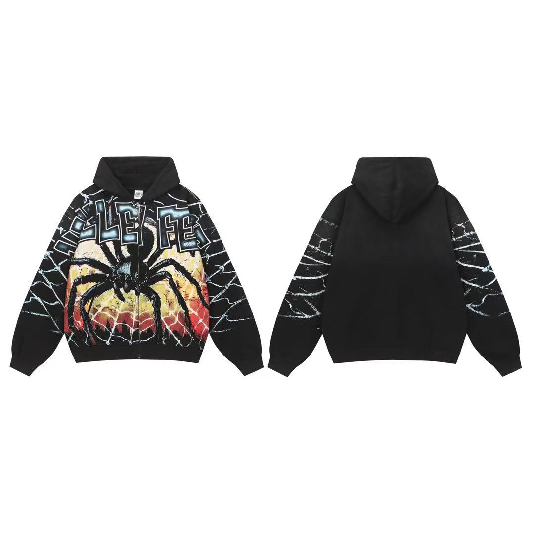 Vale Forever Valley Fest Spider Graphic Vintage Wash Full-Zip Hoodie