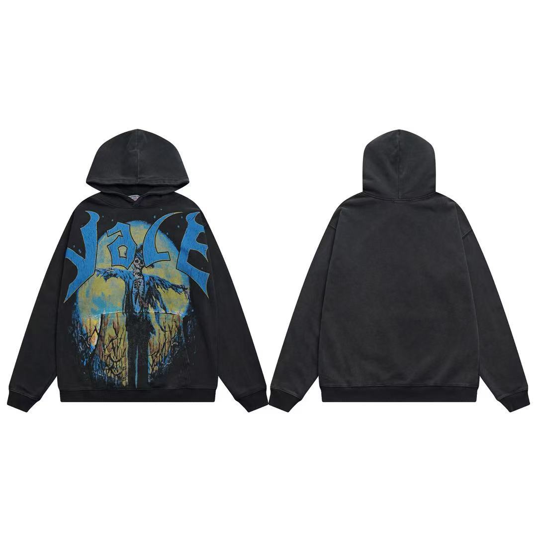 Vale Forever Gothic Scarecrow/Moon Graphic Pullover Hoodie
