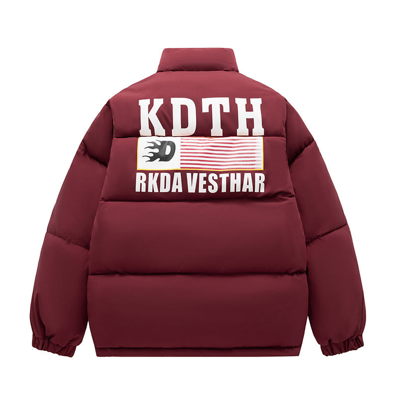 Mens Vintage Jackets Cotton Clothing Short High Street Stand-Up Collar Warm Padded Jacket