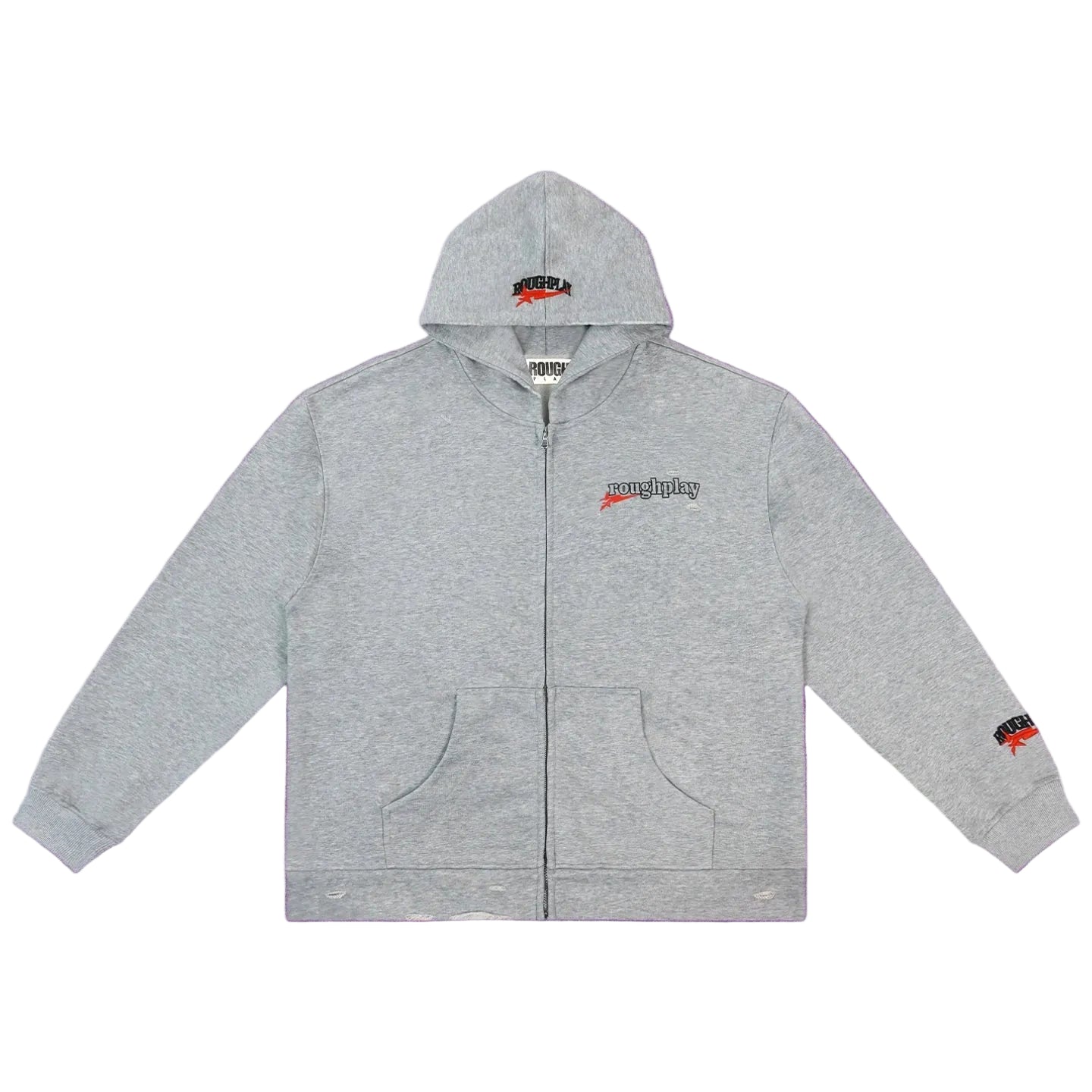 Roughplay Small Logo Full-Zip Hoodie - Light Grey
