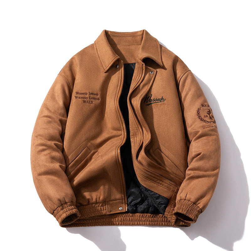 Mens Vintage Jackets Lapel Baseball Jacket Ruffian Padded Jacket