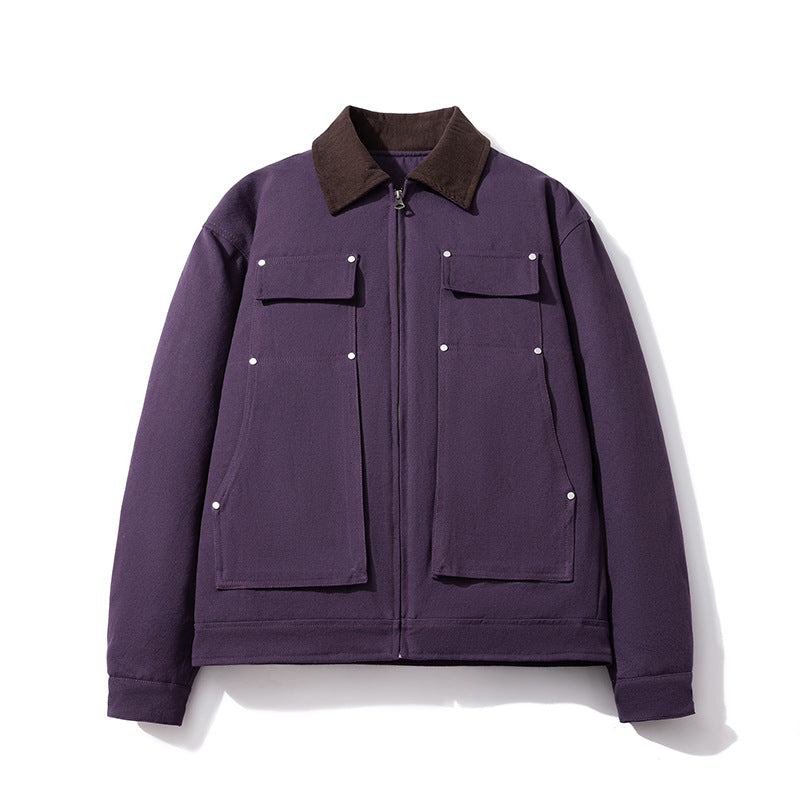 Men Vintage Jackets Vintage Tooling Jacket Women's Casual Lapel Padded Cotton