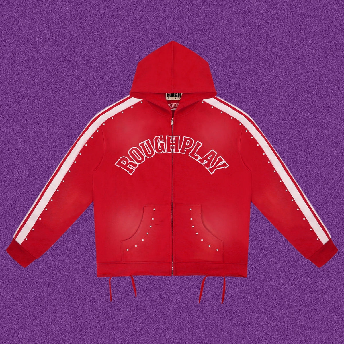 Roughplay Arch Logo Track Zip-Up Hoodie - Red