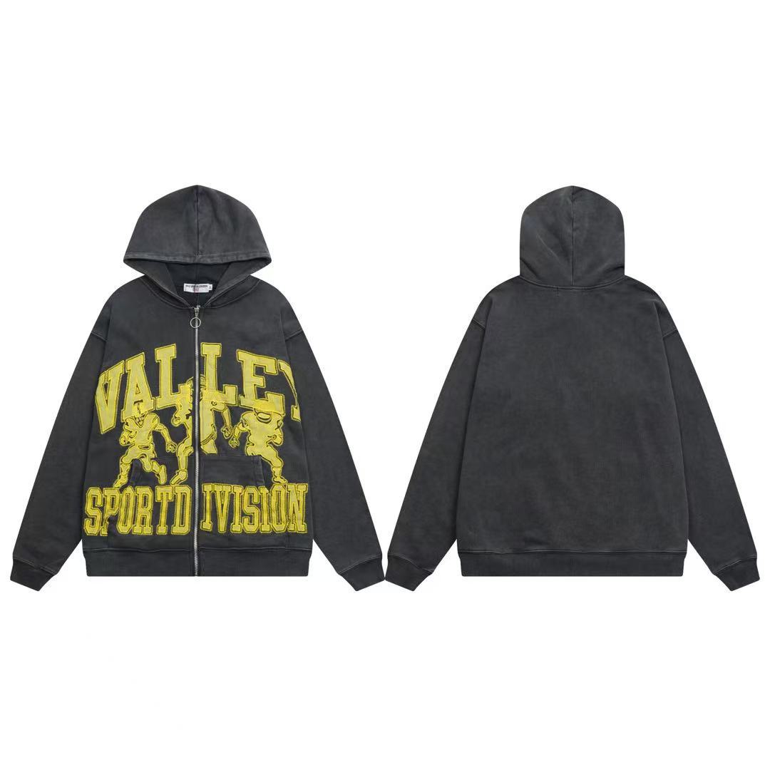 Vale Forever Valley Sport Division Vintage Wash Full-Zip Hoodie black