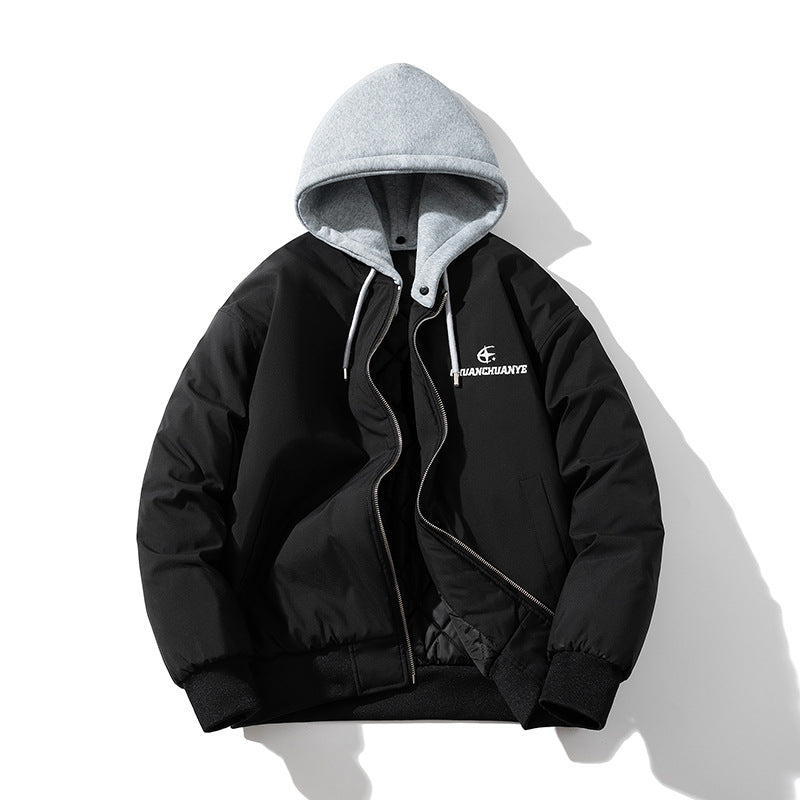 Men Vintage Jackets Jacket Loose Baseball Jacket Padded Flight Suit Hooded Jacket