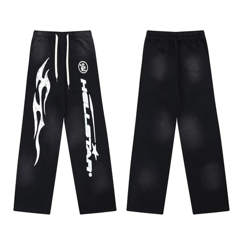 Hellstar Flame & Logo Drawstring Sweatpants black