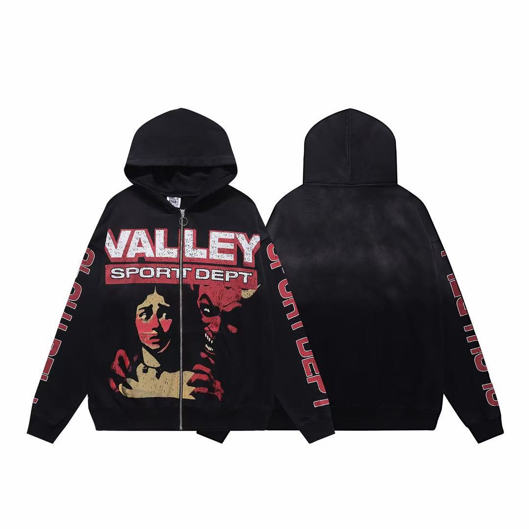 Vale Forever Valley Sport Dept Horror Graphic Vintage Wash Full-Zip Hoodie