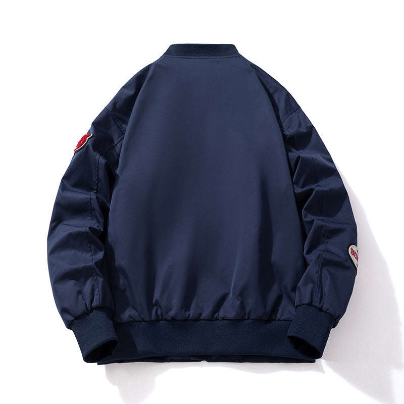 Men Vintage Jackets Vintage Towel Fleece Embroidered Jacket Baseball Suit Flight Suit