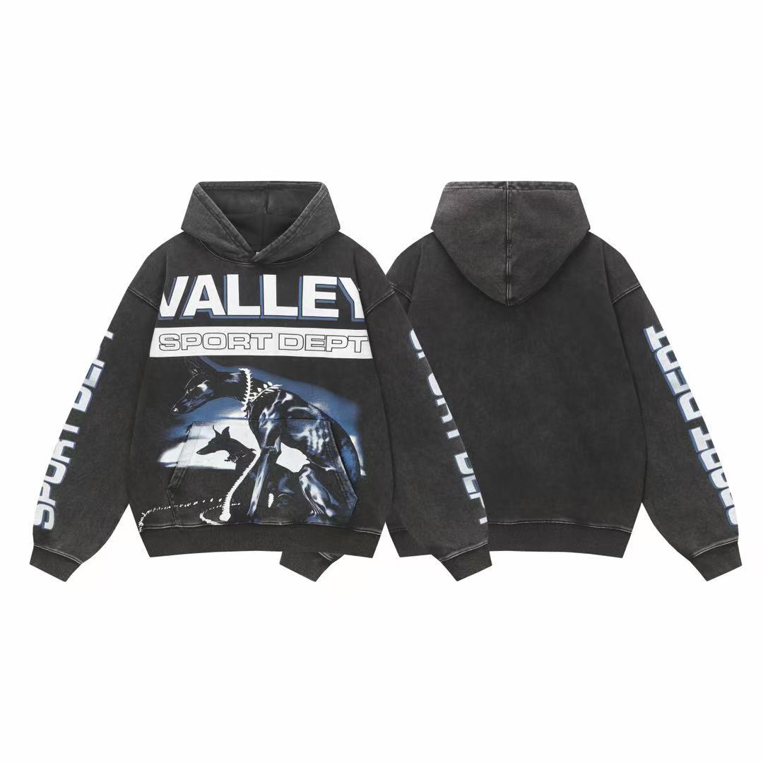 Vale Forever Valley Sport Dept Doberman Graphic Vintage Wash Hoodie