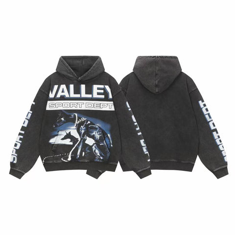 Vale Forever Valley Sport Dept Doberman Graphic Vintage Wash Hoodie