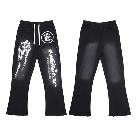 Hellstar Graphic Print Drawstring Sweatpants blue
