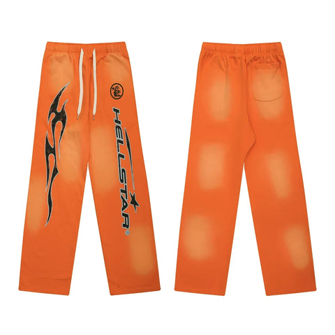 Hellstar Flame & Logo Drawstring Sweatpants orange