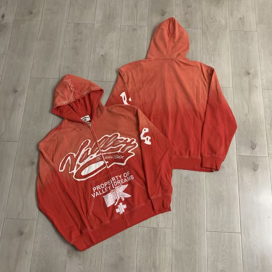Vale Forever Valley Property Crest Contrast Stitch Vintage Wash Full-Zip Hoodie orange