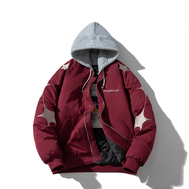 Mens Vintage Jackets Padded Jacket Autumn and Winter Thickened Baseball Jacket Cotton Jacket
