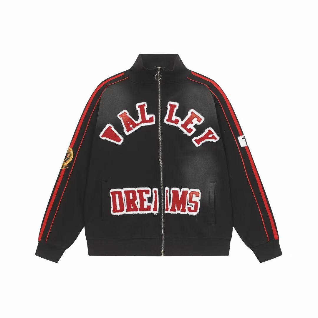 Vale Forever Valley Dreams Chenille Patch Lettering Vintage Wash Track Jacket black