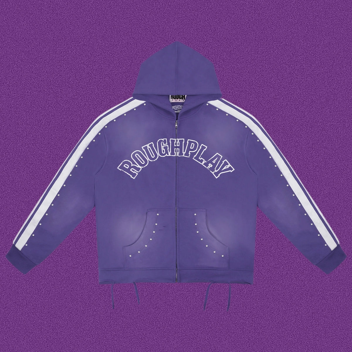 Roughplay Arch Logo Track Zip-Up Hoodie - Purple