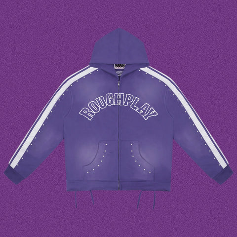 Roughplay Arch Logo Track Zip-Up Hoodie - Purple