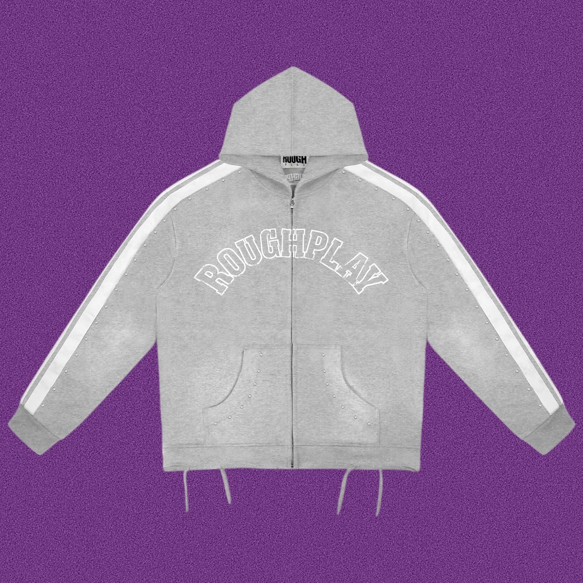 Roughplay Arch Logo Track Zip-Up Hoodie - Light Grey