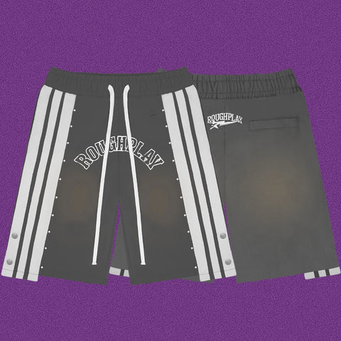 Roughplay Arch Logo Track Shorts - Dark Grey