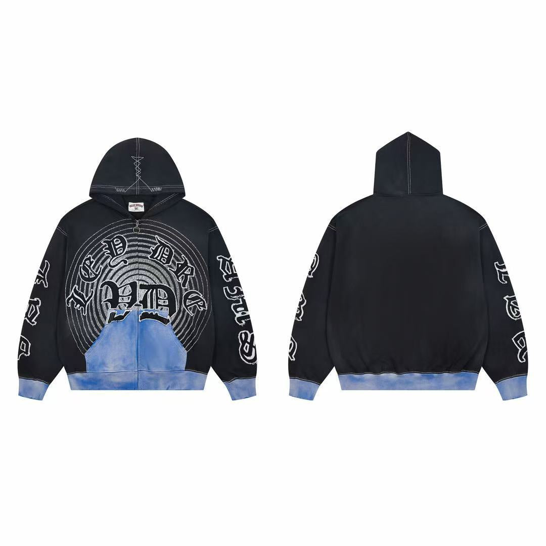 Vale Forever Vale Dreams Gothic Spiral Vintage Full-Zip Hoodie black