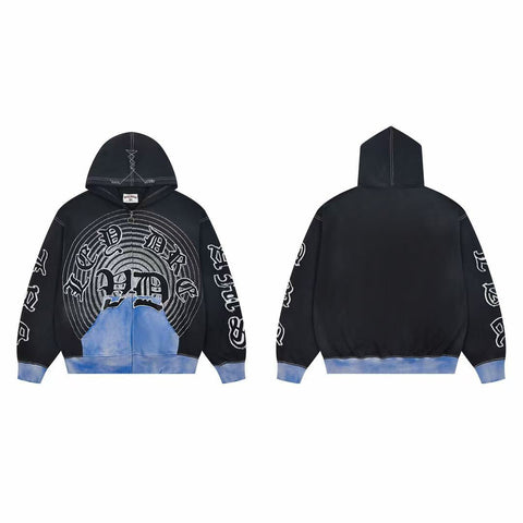 Vale Forever Vale Dreams Gothic Spiral Vintage Full-Zip Hoodie black