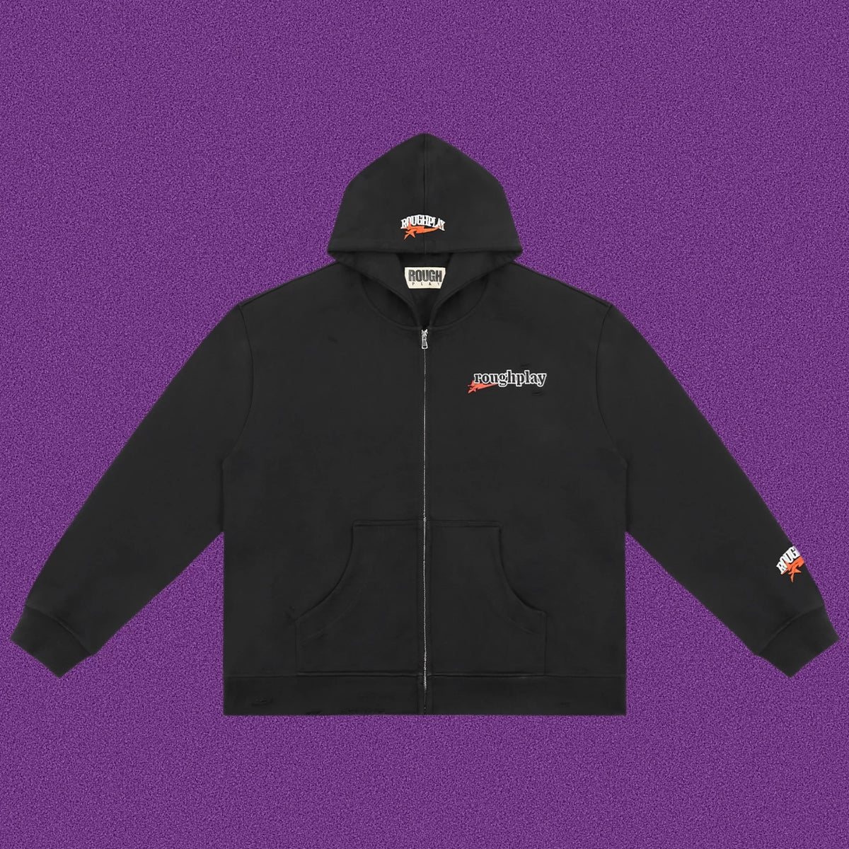 Roughplay Small Logo Full-Zip Hoodie - Black