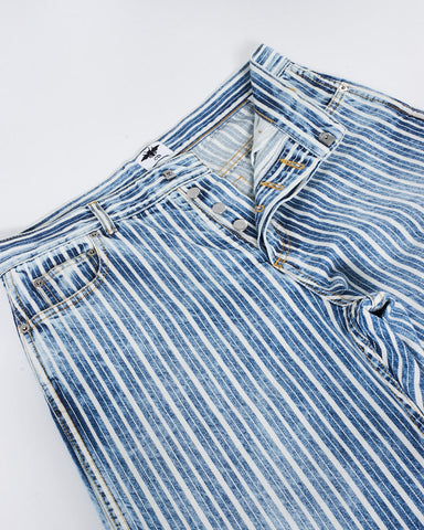 Dior Blue Denim and White Stripe Straight Leg Jeans - US 6
