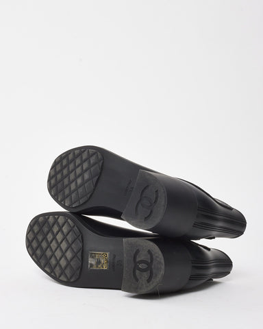 Chanel Black PVC Rubber CC Logo Ankle Booties - 38