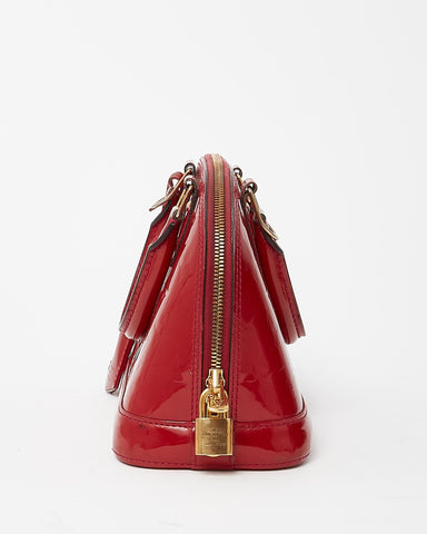 Louis Vuitton Alma BB Red Monogram Vernis Patent Leather Handbag
