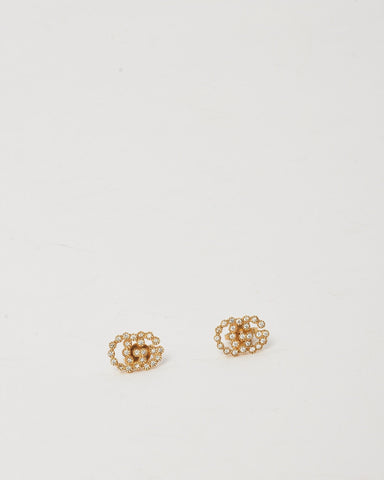 Gucci 18k Gold and Diamond Interlocking GG Stud Earrings